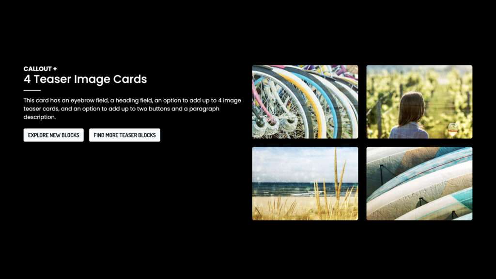 Callout + 4 Teaser Blocks